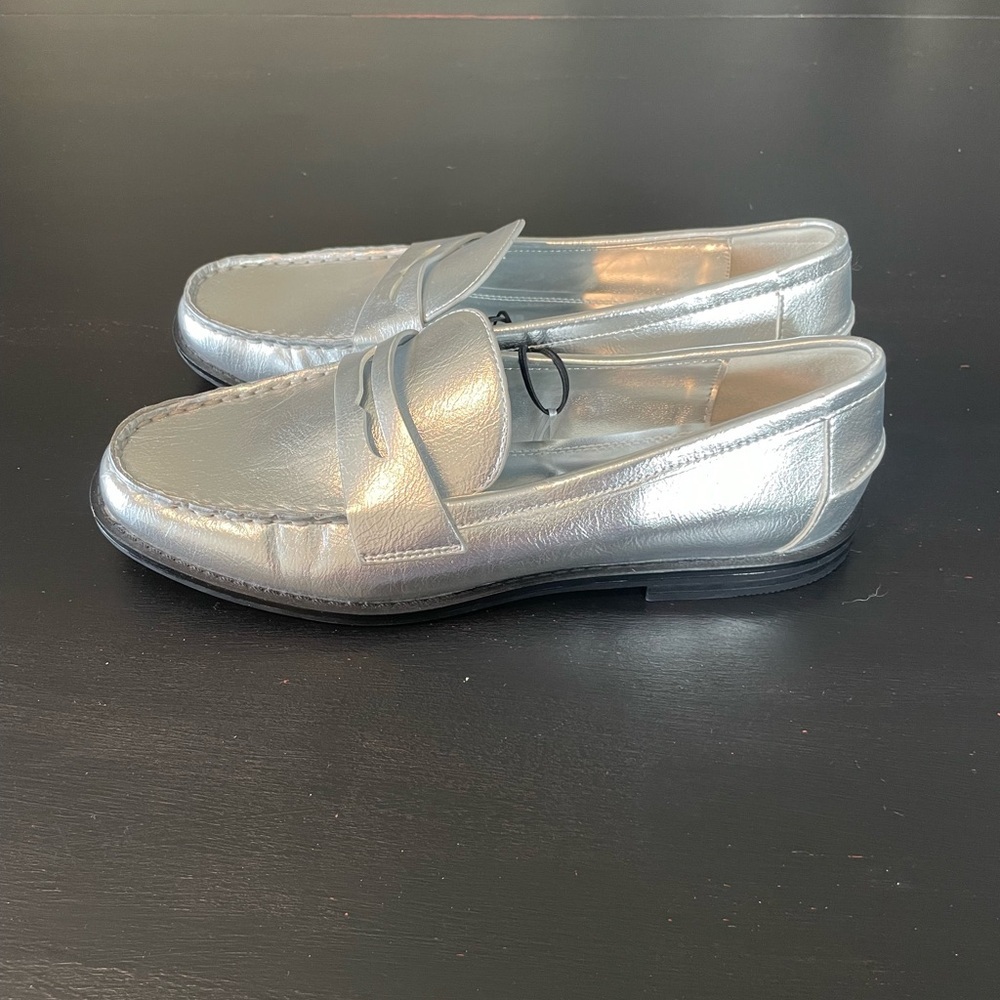 Zara Metallic Silver Penny Loafers Size EU 41/ US 10 - Picture 4 of 7